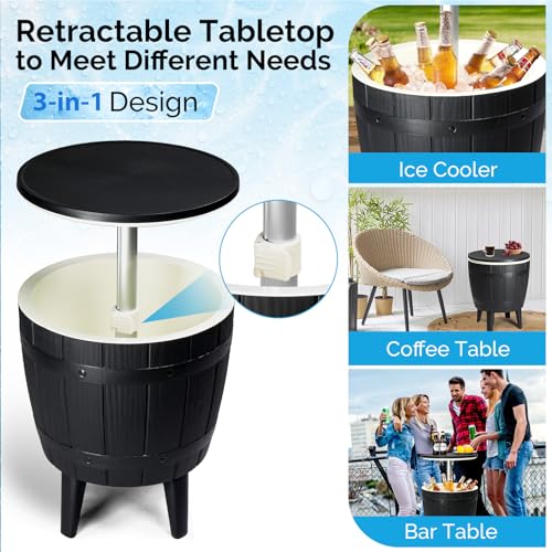 Outdoor 10 Gallon Cooler Bar, Modern Cool Bar Outdoor Patio Furniture,3 in 1 Resin Patio Beer and Wine Ice Bucket Cocktail...