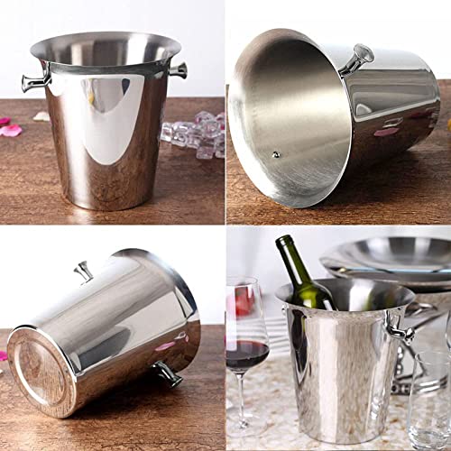 Champagne Ice Bucket with Stand, 5L/1.1Gal Stainless Steel Wine Bucket on Stand Ice Cube Chiller Container Standing Ice Bu...