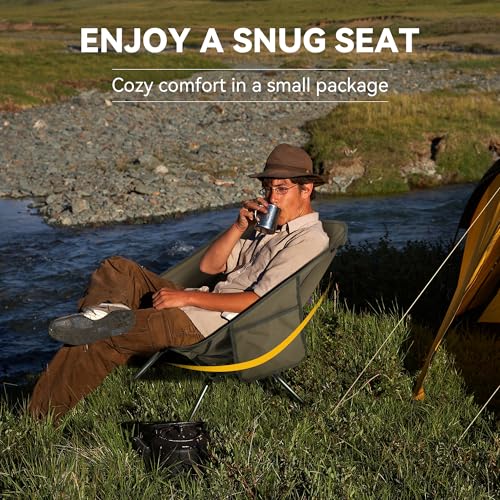 TOBTOS Portable Camping Chair, Support up to 330 LBS, Lightweight Folding Backpacking Chair for Outdoor Camp, Travel, Beac...
