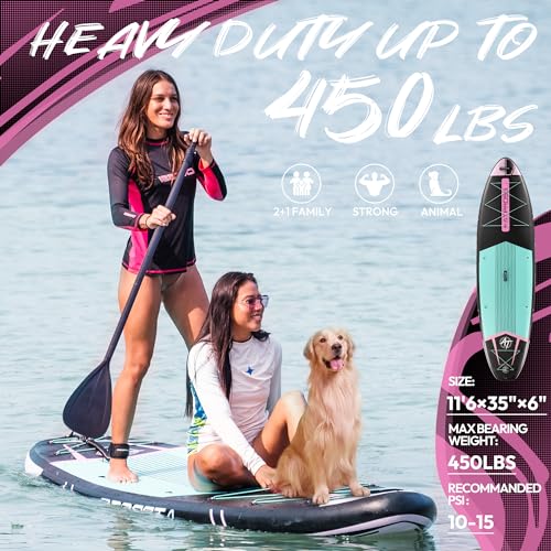 ATPROSS 11'6"x35" Inflatable Paddle Board, 450lbs Extra Wide Stand Up Paddleboard for Adults with Premium SUP Accessories ...