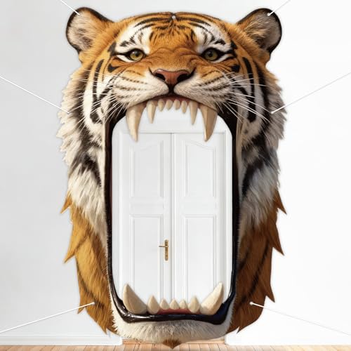 Tiger Party Decorations Realistic Tiger Door Banner Tigers Theme Door Hanging Background Jungle Animal Photo Booth Prop fo...