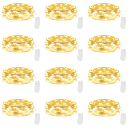 Lakumu 12-Pack Fairy Lights Battery Operated Lights-7FT 20LEDs String Lights, Waterproof Battery Powered Firefly Lights fo...
