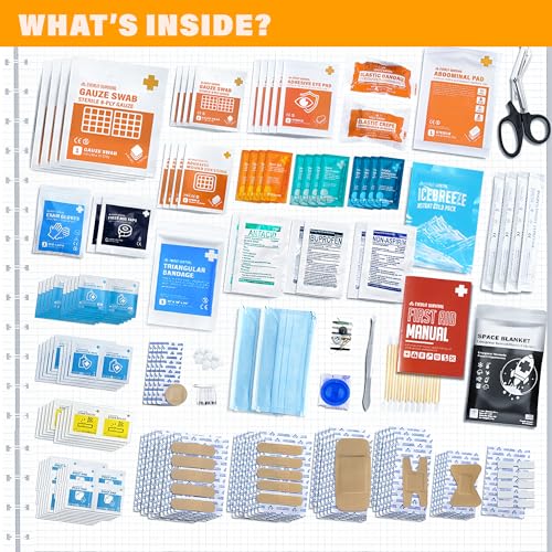 EVERLIT 400 Pcs OSHA Compliant First Aid Kit, Wall-Mountable Essential Emergency Kit for Home, Business, School, Warehous...