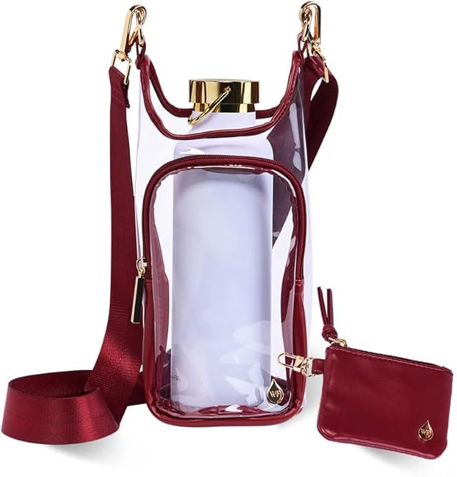 WanderFull® Clear Stadium HydroBag® Hands-Free Crossbody 32 Oz Water Bottle Carrier w/Phone Pocket & Adjustable Strap