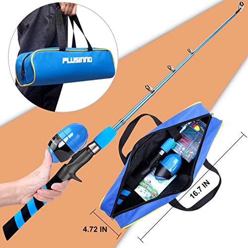 PLUSINNO Kids Fishing Pole, Portable Telescopic Fishing Rod and Reel Combo Kit - with Spincast Fishing Reel Tackle Box for...