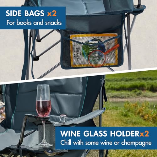 TIMBER RIDGE Oversized Double Camping Chairs Camping Couch, 2 Person Camping Loveseat Double Folding Camp Chair with Wine ...