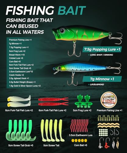 Aquorix Fishing Pole Combo Set – Spinning & Baitcasting Travel Lure Rod Kit, Medium Power, X-Fast Action, 5'11"/6'11", 4/...