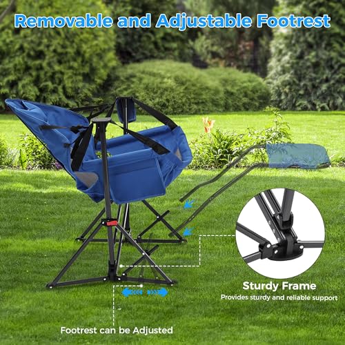 Ainfox Hammock Camping Chair with Footrest, Foldable Portable Rocking Chairs for Adults Swinging Camp with Cup Holder Pill...