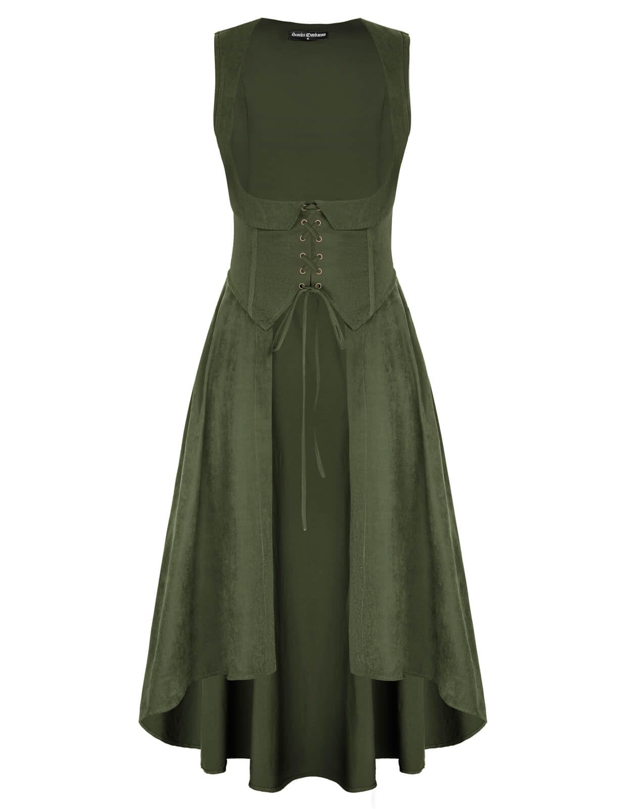 Scarlet Darkness Women Renaissance Costume Pirate Overdress Medieval Underbust Dress Army Green XXL