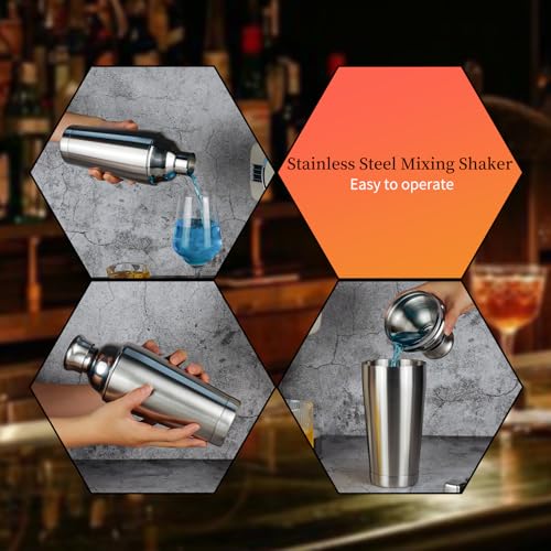 JWJIUEJIU 21oz Cocktail Shaker - Insulated Double Wall, Martini Shaker, Drink Shaker, No Stuck Twist Lid, Leakproof, Buil...