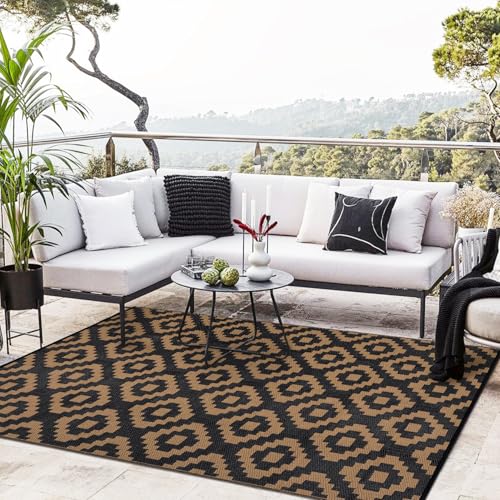 Garvee Waterproof Outdoor Rug 8x10, Outside Plastic Grass Mat for Camping, Modern Reversible Straw Rug Backyard Floor Mat ...