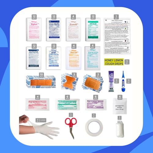 DormDoc College First Aid Kit – Compact Emergency Medical Kit for Dorm Rooms, School, Sports – with Bandages, OTC Medicine...