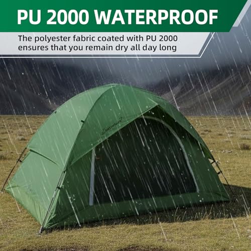 Camping Tent for 2 Person, 4 Person, 6 Person - Waterproof Two Person Tents for Camping, Small Easy Up Tent for Family, Ou...