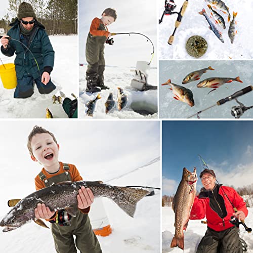 Aventik Ultralight Ice Fishing Rod and Reel Combo 26/28/30/32 inch Medium Light Fast Action Multi-Species Ice Fishing Comb...
