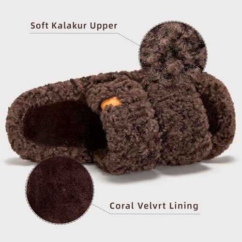 House Slippers for Women Fuzzy Open Toe Soft Comfy Bedroom Shoes for Indoor Outdoor