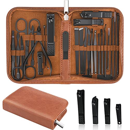 MINKINH Manicure Set Professional Nail Clipper Kit-26 Pieces Stainless Steel Manicure Kit,Nail Care Tools with Luxurious T...