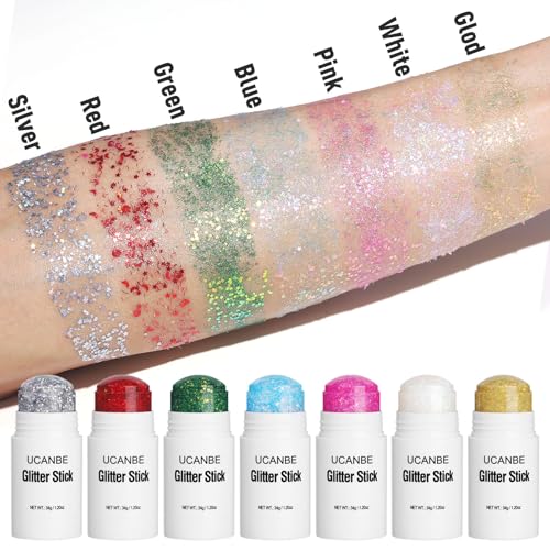 UCANBE Blue Body Glitter Stick for Singer Concerts Music Festivals, Face Glitter Makeup for Face Body Hair Eyes & Lips, Ch...