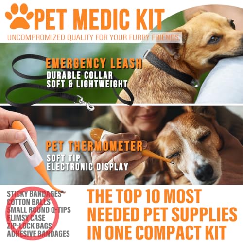 EVERLIT Pet Medic First Aid Kit | Vet-Approved Animal Care Kit with 95 Pcs Medical, Outdoor & Emergency Supplies to Treat ...