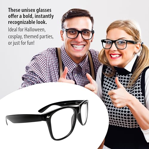 Kangaroo Black Fake Glasses - Classic Superhero Glasses Frames - Retro Clear Non-Prescription Nerd Costume Eyeglasses for ...