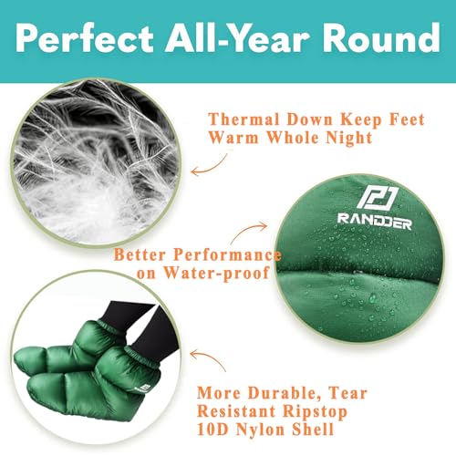 RANDDER Down Booties Warm Socks 10D Nylon Ultralight Sleeping Sock for Camp, Backpacking, Camping Sleeping Bag Tent Down S...