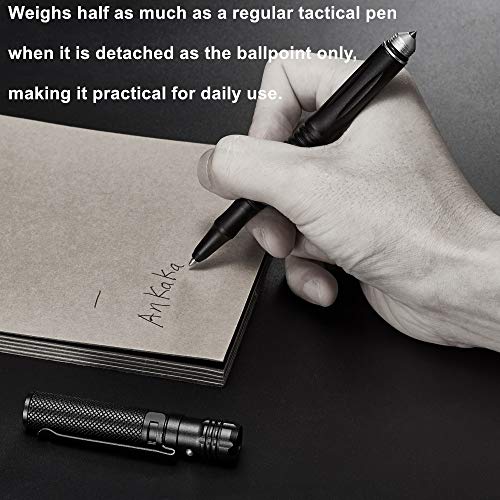 The Most Loaded 6-in-1 Tactical Pen: Solves Other Brands' Weaknesses,Self Defense Tip + Flashlight + Ballpoint + Bottle Op...
