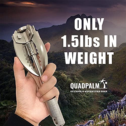 QUADPALM Grappling Hook and Rope 10M (32ft) - Multifunctional Heavy Duty Survival Hook - 4 Stainless Steel Folding Claws -...