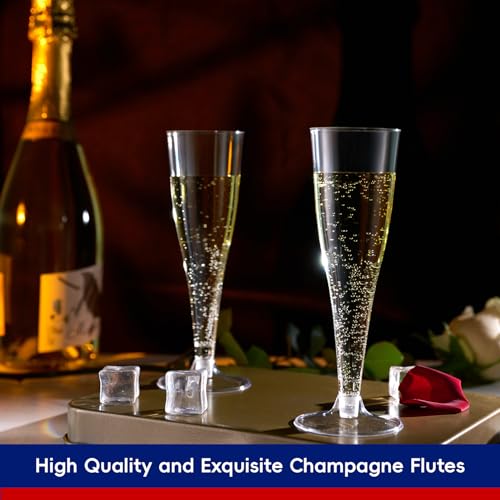 JOLLY CHEF 100 Pack Plastic Champagne Flutes Disposable 4.5 oz Clear Plastic Champagne Glasses Suitable for Wedding, Thank...