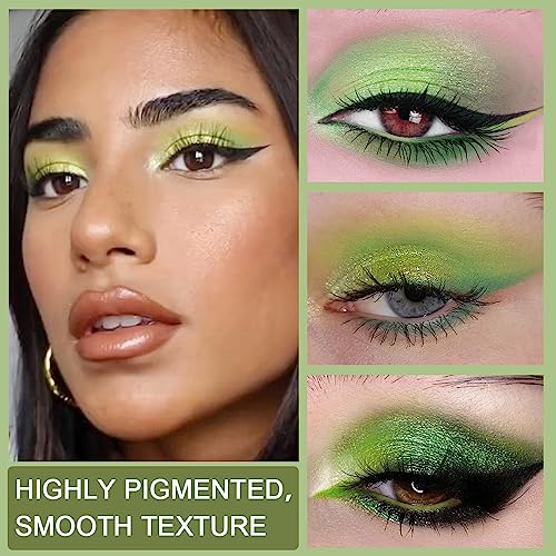 evpct 9 Colors Green Glitter Eyeshadow Palette, Light Dark Emerald Avocado Neon Green Glitter Metallic Shimmer Sparkly Eye...