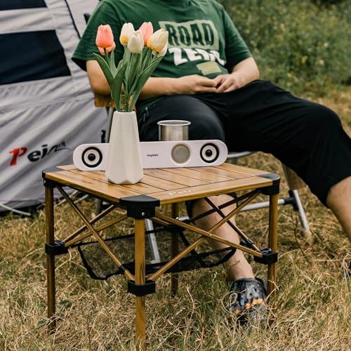 Peirhw Folding Camping Table, Portable Lightweight Aluminum Camp Table Roll Up Top with Storage Net for Outdoor, Camping, ...
