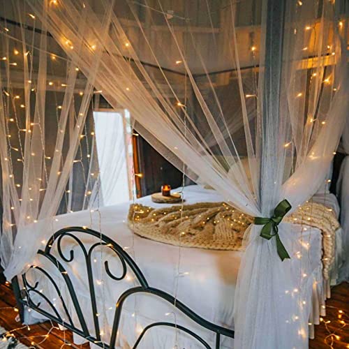 echosari 300 LED Curtain Lights Battery Operated, 9.8ft×9.8ft Hanging Light with Remote Timer Fairy Curtain Lights for Bed...