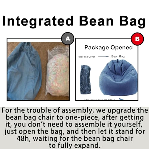 LPMOERA Bean Bag Chair Memory Foam Bean Bag Chairs for Kids/Teens with Filling Round Kids Bean Bag Chair for Living Room B...