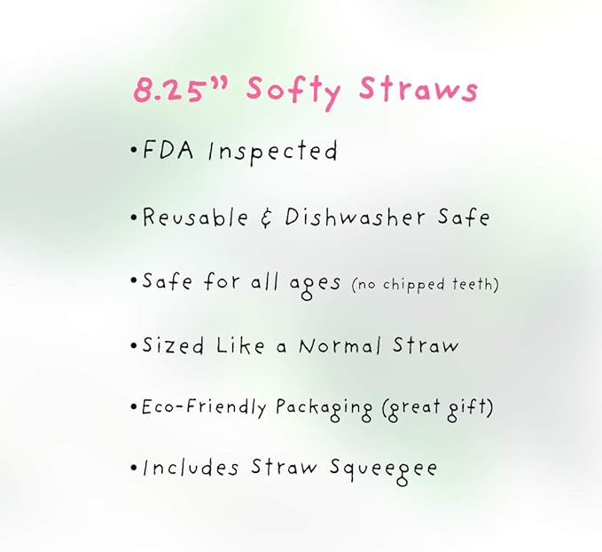 Silicone Straws - Slender Size BPA Free Non-Rubber Silicon Reusable Drinking Straws for Stainless Steel 20 oz Yeti Tumbler - Flexible, Chewy, Bendy & Safe for Kids/Toddlers