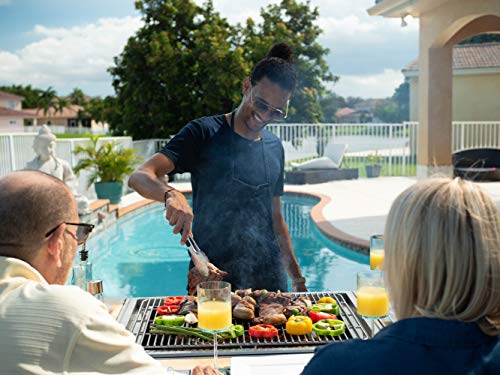 My Hibachi BBQ 3-in-1 Sit Around Grill with Flat Top Teppanyaki Griddle, BBQ Rack and Cast Iron Grill - Propane Gas and St...