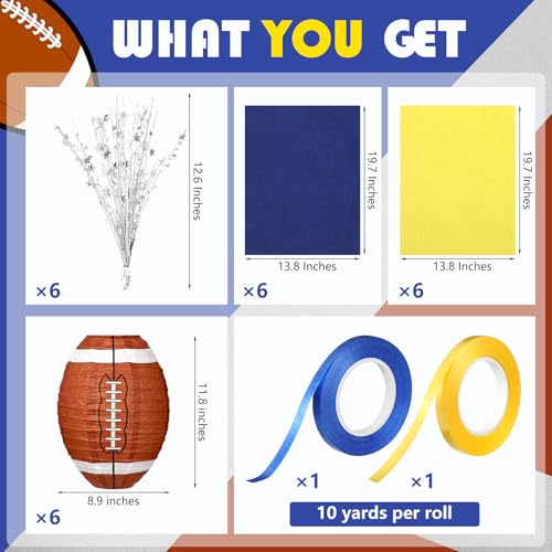 Rossesay 26 Pieces Football Paper Lantern Centerpieces Decorations Football Table Centerpieces with Metallic Foil Spray Ce...
