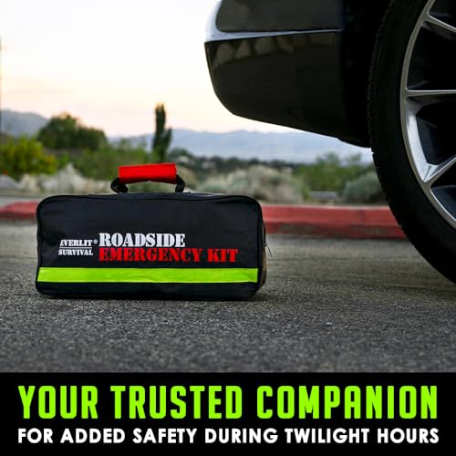 Everlit Survival Car Emergency Kit, Roadside Safety Tool Kit with Gloves,Digital Auto Air Compressor Tire Inflator, First ...