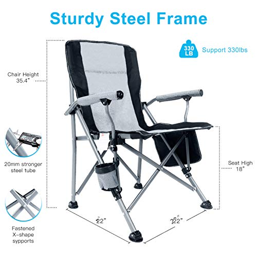 Camping Chair for Adults,Portable Folding Lawn Chair for Outside,Heavy Duty Camping Chair Support up to 330lbs,Collapsible...