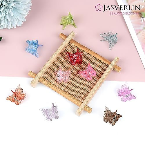 JASVERLIN Glitter Mini Butterfly Hair Claw Clips, Sparkly Colorful Hair Accessories for Girls and Women - 90s Y2K Cute, Sm...