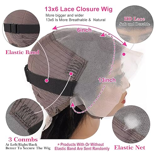 180% Density 13x6 Deep Wave Lace Front Wigs Human Hair Pre Plucked Glueless Transparent HD Lace Frontal Wigs Human Hair Brazilian Virgin Black Hair Natural Hairline 20 Inch Wig