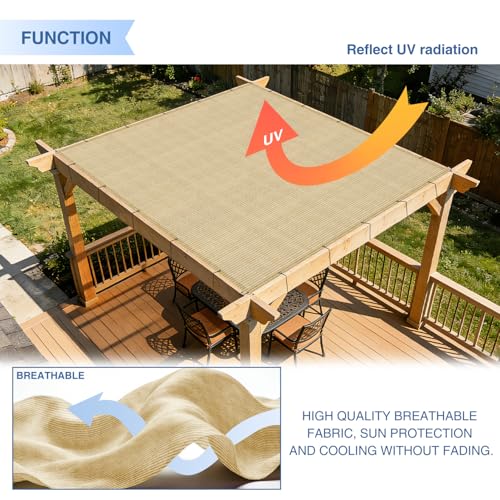 E&K Sunrise 10' x 34' Sun Shade Sail Straight Edge Rectangle Canopy Shade Cover with D-Ring Grommets UV Block for Outdoor ...