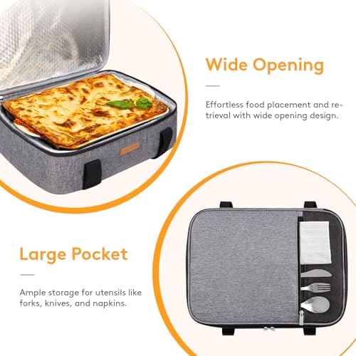 LUNCIA Insulated Casserole Carrier for Hot or Cold Food, Lasagna Lugger Tote for Potluck Parties/Picnic/Cookouts, Fits 9"x...