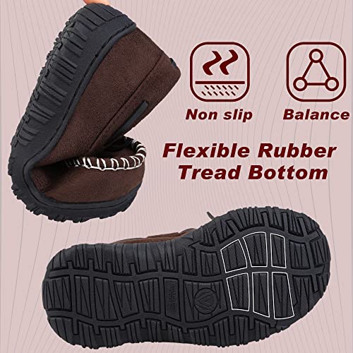 NCCB Boys House Slippers Memory Foam Moccasin Shoes Furry Plush Lining Non Slip Indoor Outdoor Boys Slippers for Big Kids ...