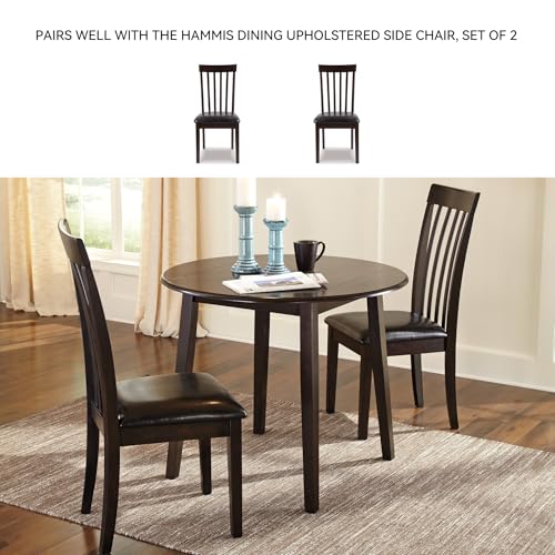 Signature Design by Ashley Hammis Round Dining Room Drop Leaf Table, Dark Brown