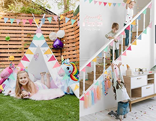Pennant Banner Flags Pastel - GREATRIL Colorful Triangle Banners for Birthday Easter Classroom School Carnival Garland Out...