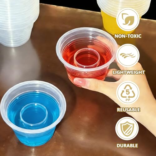 Slomg 100 Pack 3 oz Clear Plastic Bomber Cups, Bulk Disposable Jager Bomb Jello Shot Glasses for Mixed Drinks, Durable Min...