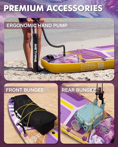 WETARE 11'6"x35" Inflatable Paddle Board, 450lbs Extra Wide Stand Up Sup Board for Adults, Blow Up Paddleboard Kayak Non-S...