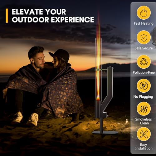 Rayzi 58 Inch Pellet Stove, Patio Heater Wood Pellet Heater, Pellet Fire Pit for Outdoor - Smokeless Wood Pellet Burning F...