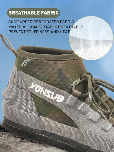 Rock Fishing Wading Boots with Felt Sole & Steel Studs – Anti-Slip Neoprene Reef Shoes for Men, Quick-Dry Breathable Drain...