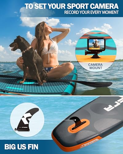 Bigfly 11'6×35" Super Wide Inflatable Stand Up Paddle Board, Ultra Stable Wide SUP for 2+1 People/Family/Big Size, 100L Ba...