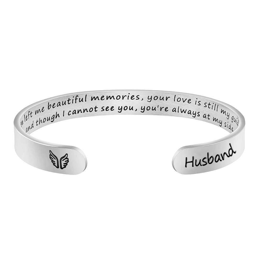 JoycuFF Memorial Gifts for Loss of Husband Jewelry Sympathy Bracelet Secret Message Engraved Grief Bereavement Gifts for Women