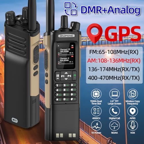 Ham Radio Baofeng DM32 DMR Radio Handheld Rechargeable Walkie Talkies Long Range DM32UV 5RM Two Way Radio NOAA Weather Rad...